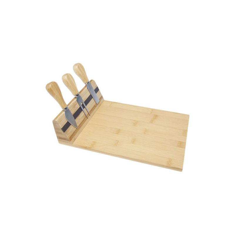Tábua e utensílios para queijo em bambu "Mancheg"
