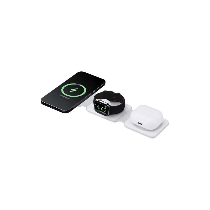 Carregador sem fios dobrável de plástico reciclado 3 em 1 de 15 W "Armus"