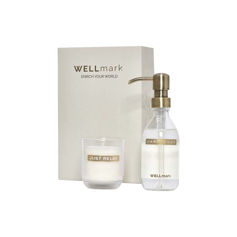 Dispensador de sabonete para as mãos de 250 ml e conjunto de velas perfumadas de 150 g "Wellmark Discovery"