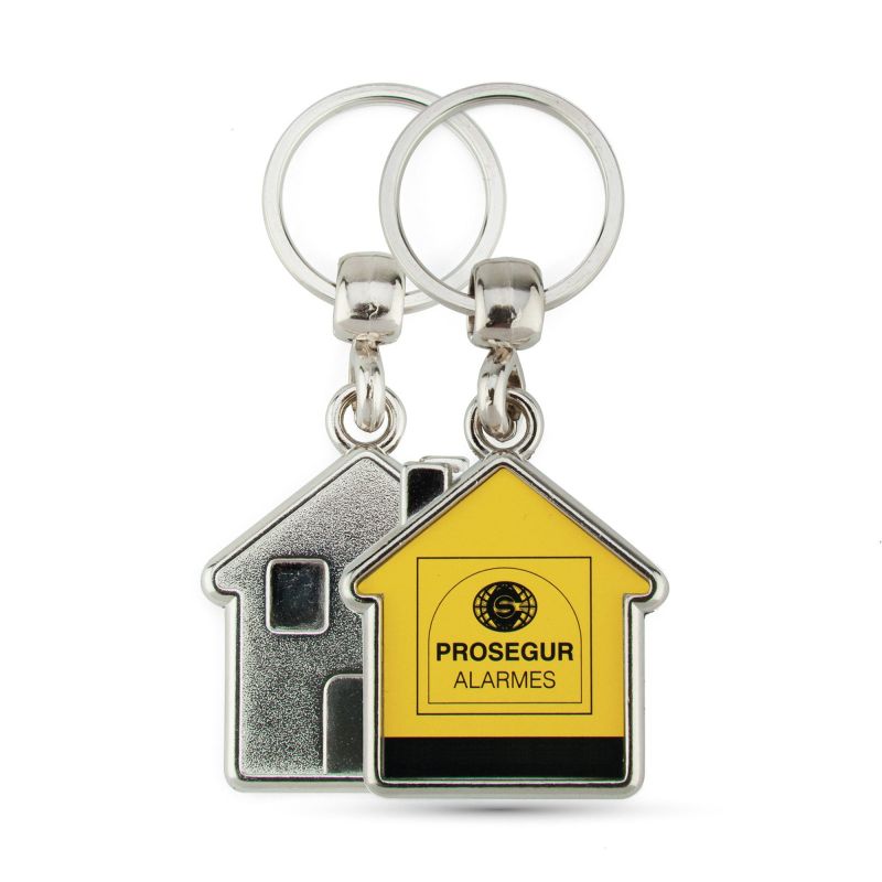 MY-D Porta-chaves MY-D formato casa com 2 faces, metal