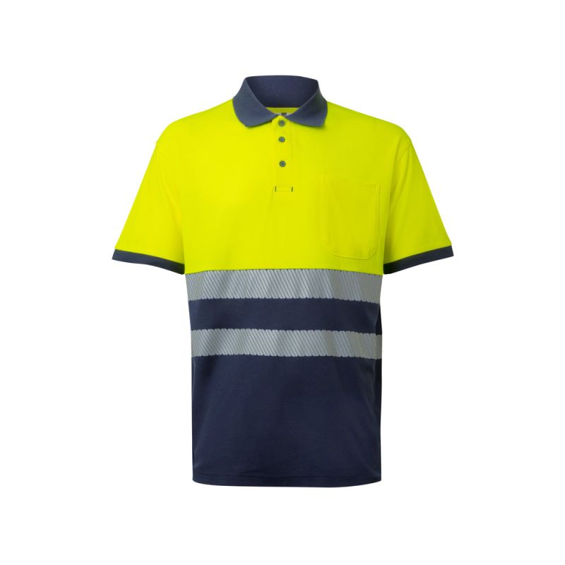 VL ACHELOUS Polo bicolor piqué (150g/m²) de manga curta, em algodão (55%) e poliéster (45%)
