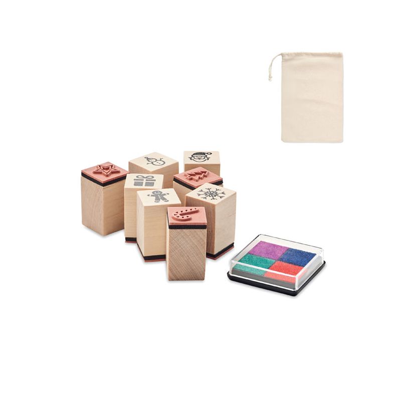 Conjunto de 8 selos em madeira