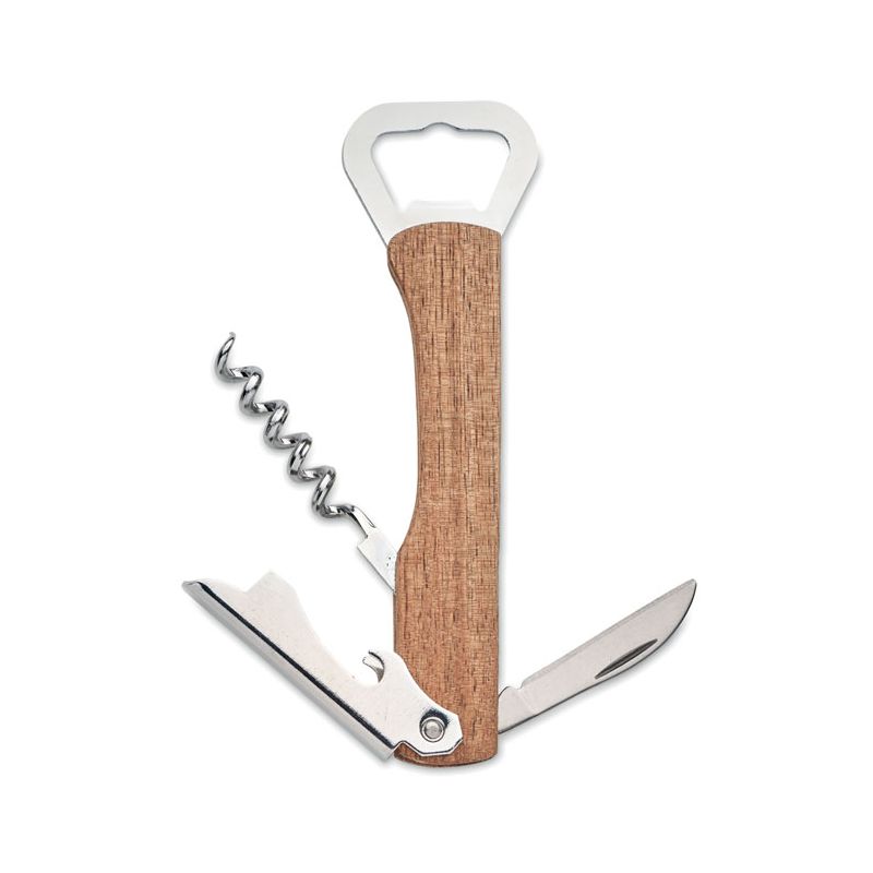 Abre-garrafas de bambu 3 em 1