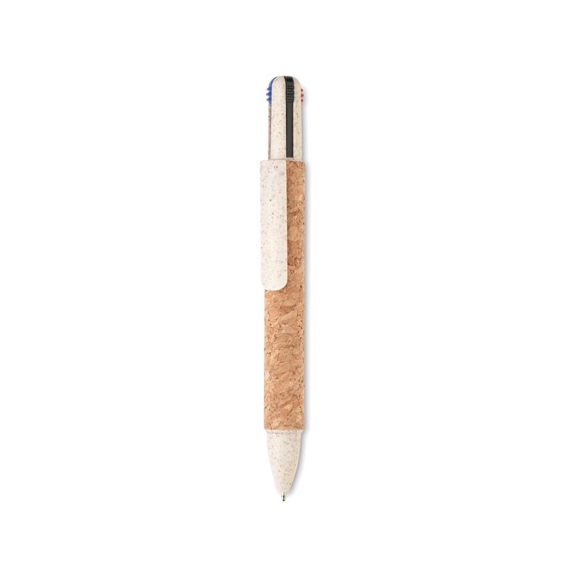 Caneta de cortiça com  4 cores