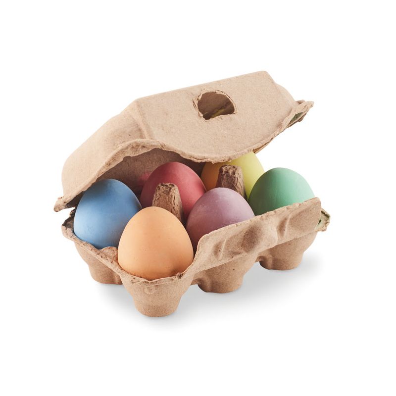 6 ovos a giz em caixa