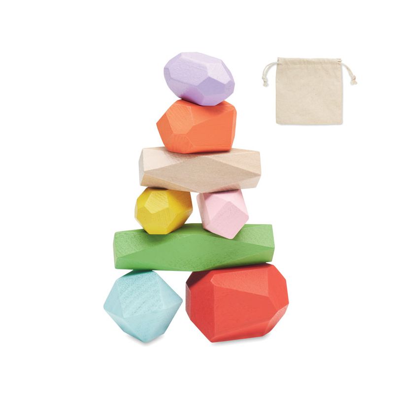 Set 8 pedras madeira em bolsa