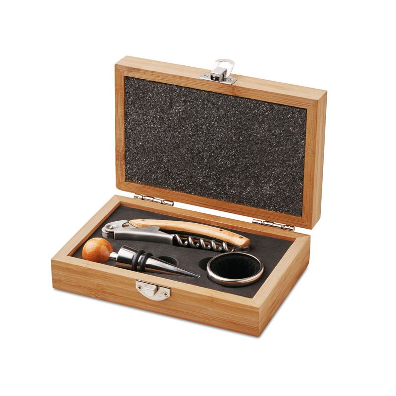 Set de vinho em caixa de Bambu