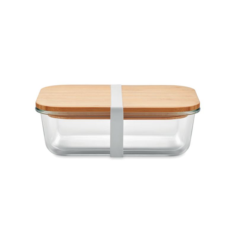 Lancheira vidro  tampa bambu