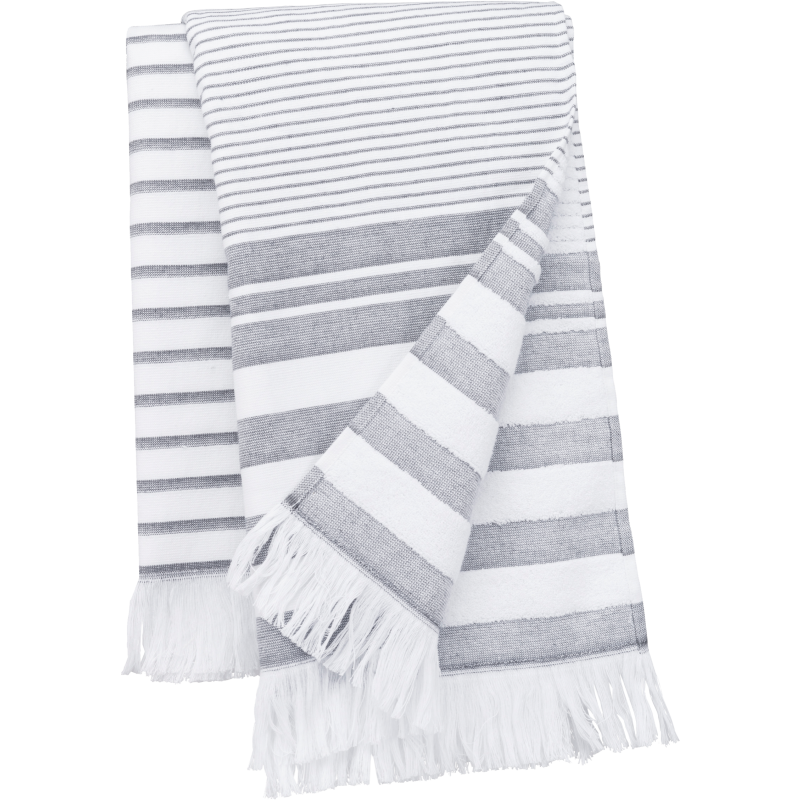 Fouta às riscas com franjas