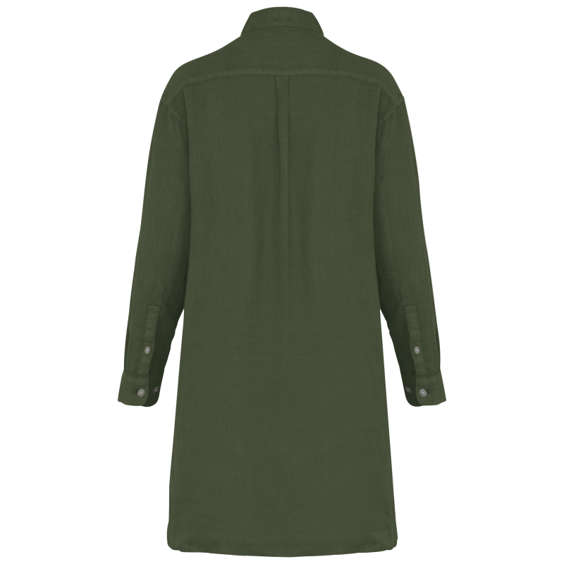 Vestido camiseiro em linho de senhora