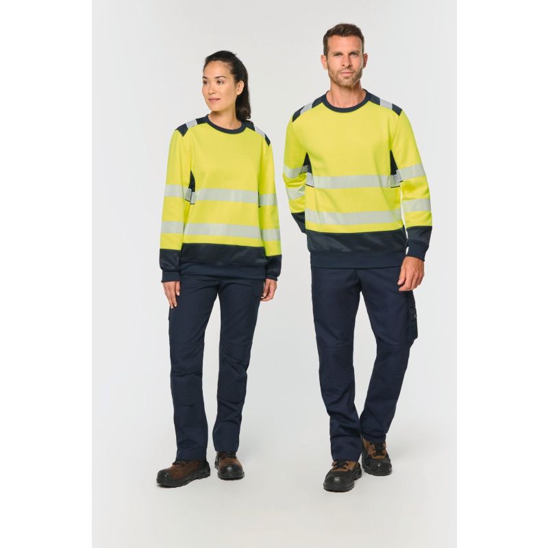 Sweatshirt de segurança em material reciclado decote redondo unissexo