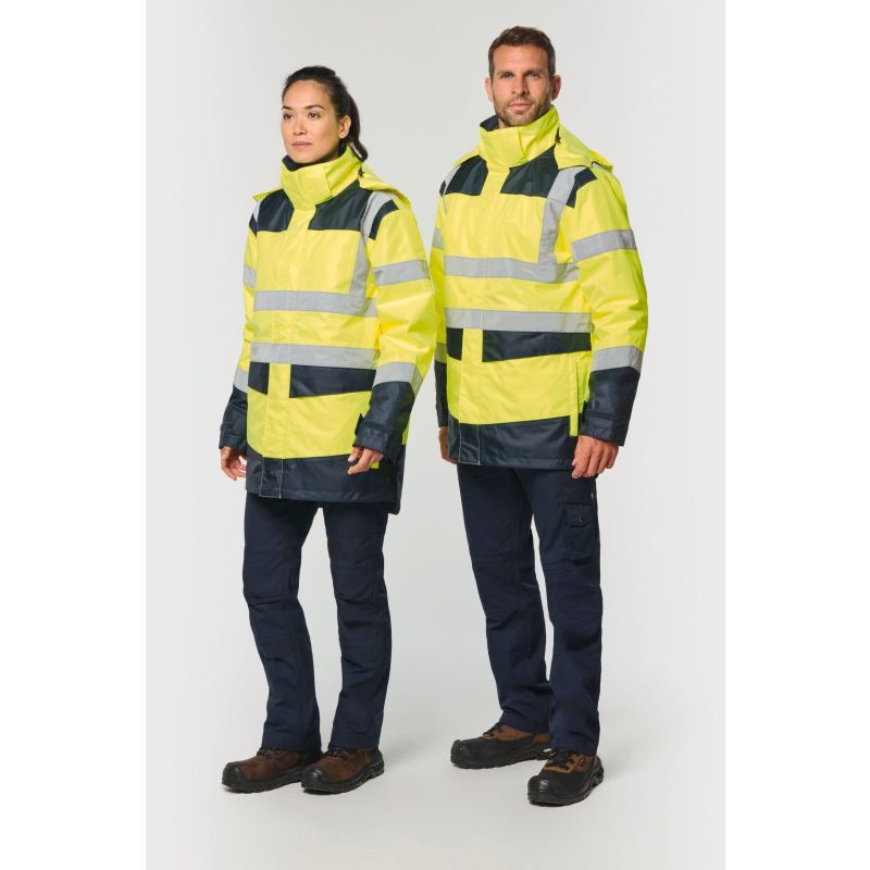 Parka de segurança em material reciclado 4 em 1 unissexo