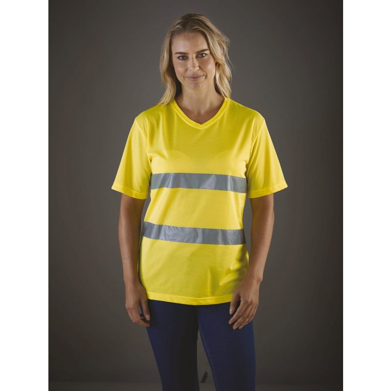 T-shirt decote V de alta visibilidade Top Cool